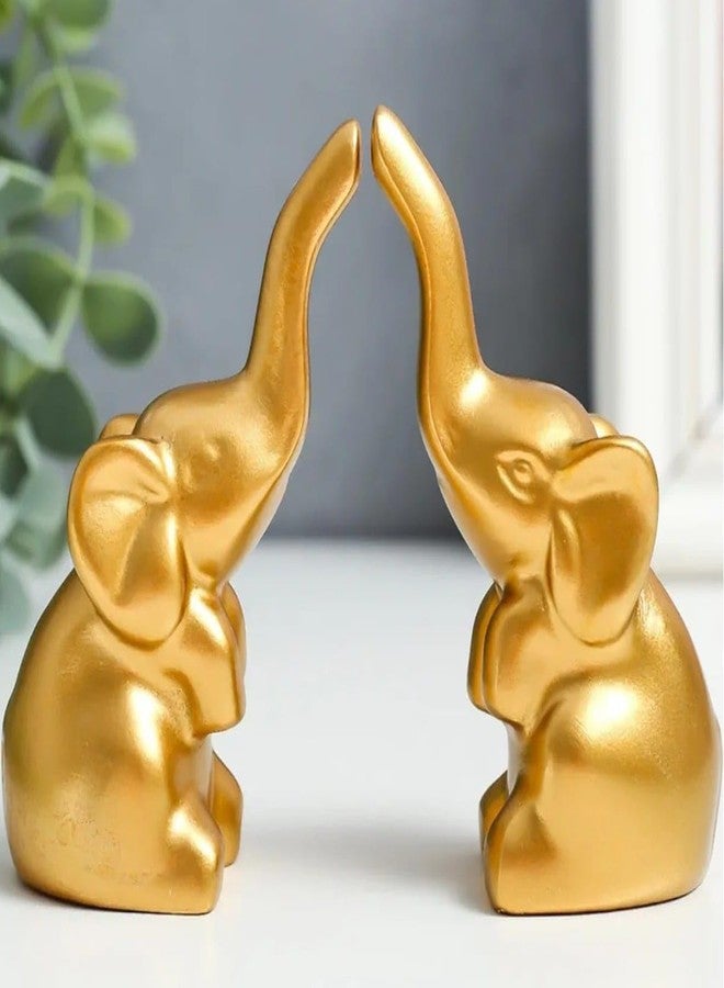 VRB Dec مجموعة VRB Dec 1 لتزيين مكتب الدراسة أو المكتب، قطعة فنية رائعة، هدية، إكسسوارات تزيين، قطع ديكور منزلية ((قطعتان من الفيل الذهبي)) - Image 1